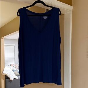 Lane Bryant Deep Blue V-Neck swing Tank Top